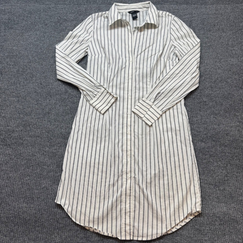 Victoria Secret Moda International Y2K Preppy Shirt Dress Stripe Button Midi 8